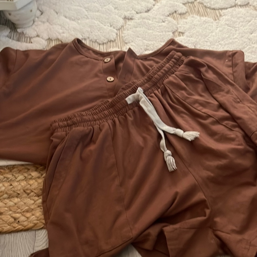 Brown top and shorts set
